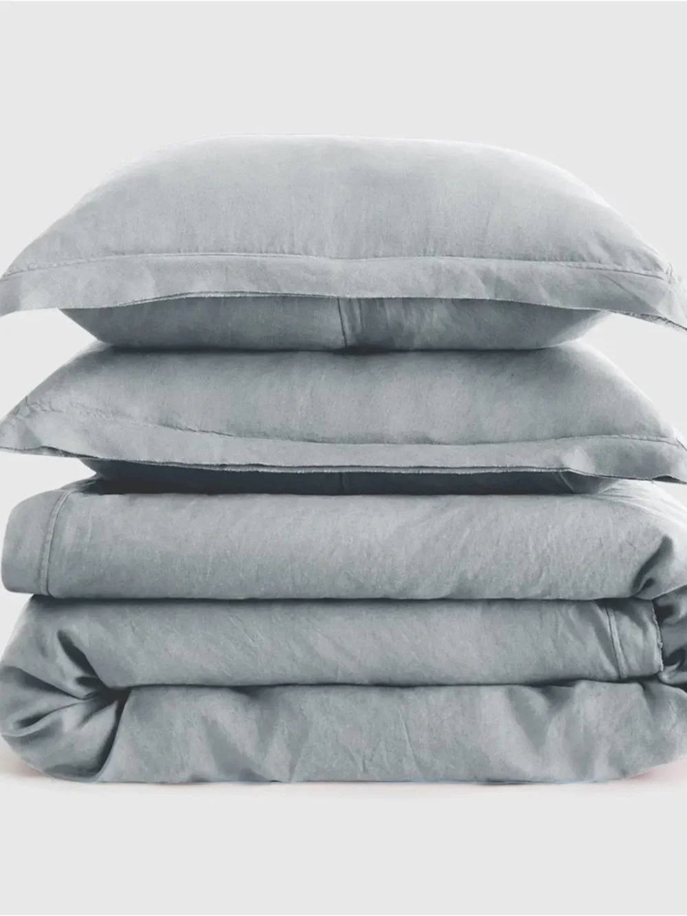 NWT Quince European Linen Double Flange Duvet Cover Set, Full/Queen (Mist)